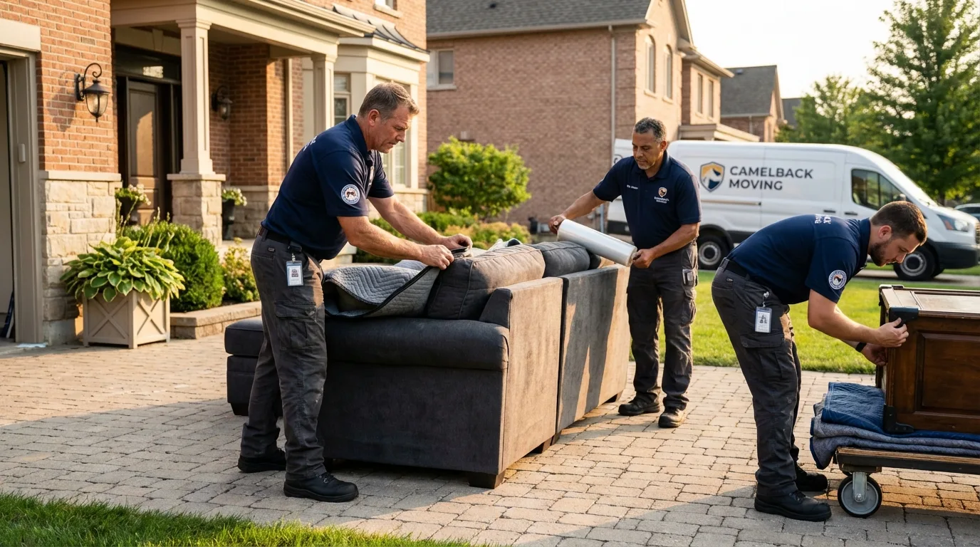 Large estate moving crew wrapping furniture in Prospect, KY